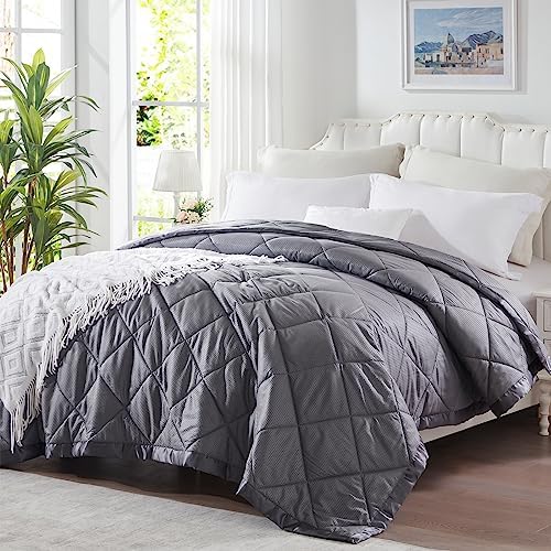  SunStyle Home Down Alternative Blanket With Satin Trim, Bedding Quilt Lightweight Comforter Soft Thin Quilted Blanket For All Seasons (Queen, White)