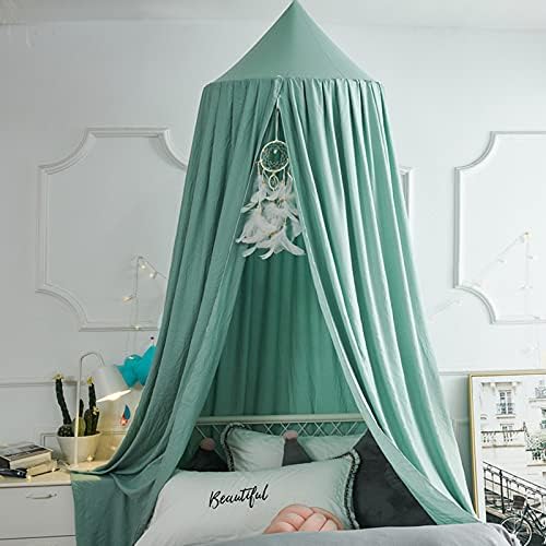  Bed Canopy For Girls Kids,Princess Round Dome Children Dreamy Mosquito Net Bedding Girls Room Castle Play Tent Hanging House Decor Reading Nook Canopies (Beige Pink)
