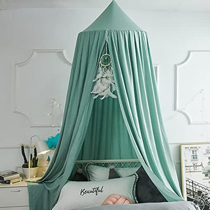 Bed Canopy For Girls Kids,Princess Round Dome Children Dreamy Mosquito Net Bedding Girls Room Castle Play Tent Hanging House Decor Reading Nook Canopies (Beige Pink)