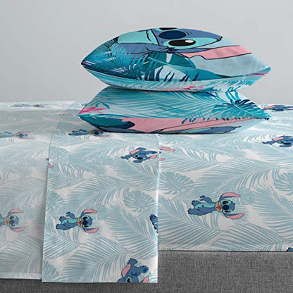  Jay Franco Disney Lilo & Stitch Floral Fun Queen Sheet Set - 4 Piece Set Super Soft And Cozy Kid’s Bedding - Fade Resistant Microfiber Sheets (Official Disney Product)