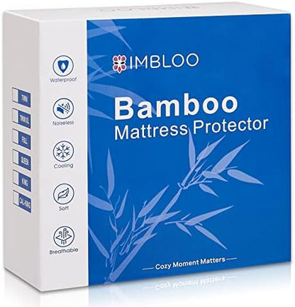  King Size Mattress Protector Waterproof, Hypoallergenic Bamboo 3D Air Fabric Mattress Cover, Cooling Bed Mattress Pad Cover, Soft Noiseless Vinyl Free Machine Washable, 8''-21'' Deep Pocket