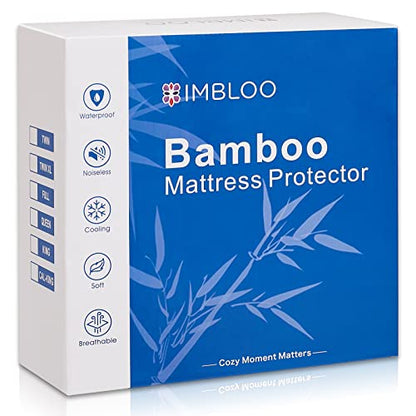  King Size Mattress Protector Waterproof, Hypoallergenic Bamboo 3D Air Fabric Mattress Cover, Cooling Bed Mattress Pad Cover, Soft Noiseless Vinyl Free Machine Washable, 8''-21'' Deep Pocket