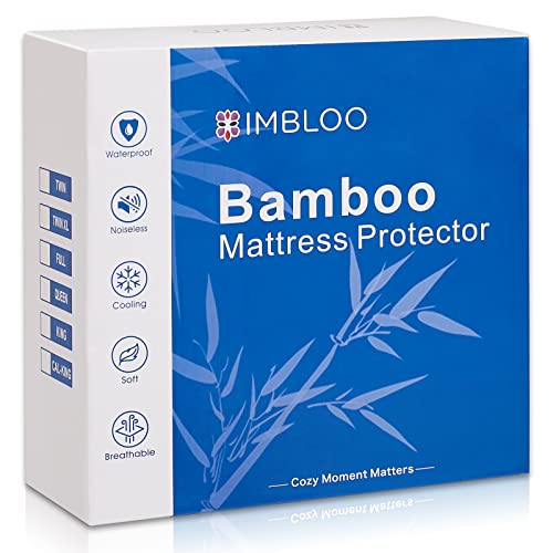  King Size Mattress Protector Waterproof, Hypoallergenic Bamboo 3D Air Fabric Mattress Cover, Cooling Bed Mattress Pad Cover, Soft Noiseless Vinyl Free Machine Washable, 8''-21'' Deep Pocket