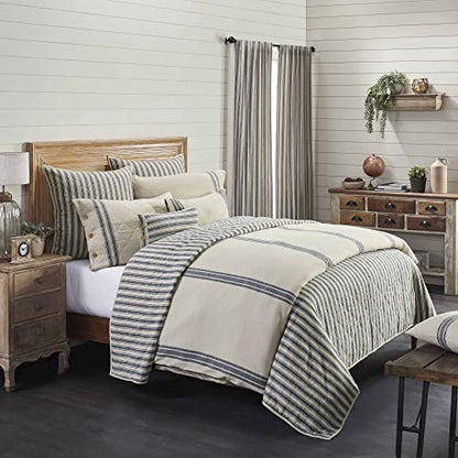  Market Place Blue Grain Sack Stripe Queen Duvet Cover