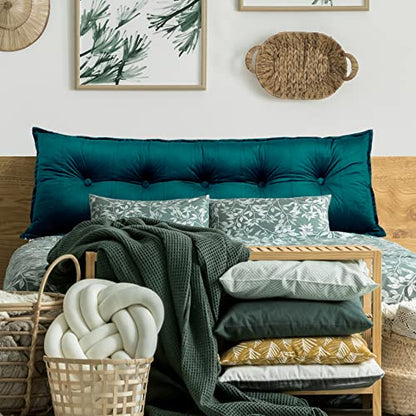  Rectangular Headboard Pillow Bolster Pillow For Bed Back Rest Pillow For Sitting In Bed Daybed Pillows Back Support Pillow For Bed Reading Pillow Velvet Cyan Queen