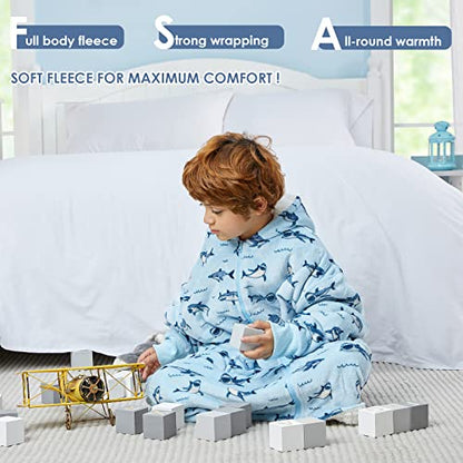  JOYWOO Wearable Blanket Hoodie For Kids, Oversized Hoodie Sweatshirt Blanket, Gift, Cozy And Fuzzy Sherpa Hoodie Blanket With Zipper And Giant Pocket