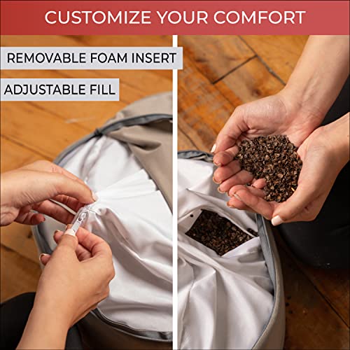  Florensi Meditation Cushion - Comfortable Floor Pillow - Traditional Tibetan Meditation Pillow With Beautiful Velvet Cover - Large Floor Cushion Seating For Adults - Premium Yoga Buckwheat Bolster