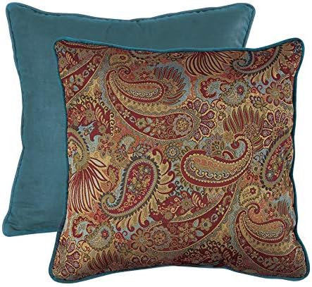  Paseo Road By HiEnd Accents | San Angelo Euro Sham, 27x27 Inch, Teal, Paisley Pattern, Western Rustic Traditional Farmhouse Style Luxury Bedding