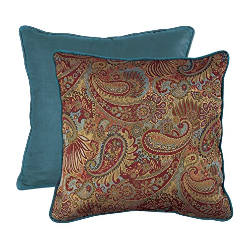  Paseo Road By HiEnd Accents | San Angelo Euro Sham, 27x27 Inch, Teal, Paisley Pattern, Western Rustic Traditional Farmhouse Style Luxury Bedding