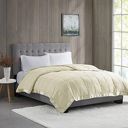  Madison Park Windom Down Alternative Blanket, Premium 3M Scotchgard Moisture Wicking Treatment, Lightweight And Soft Bed Cover For Summer, Diamond Cream Full/Queen