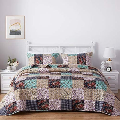  Quilt Set Twin Size, Lightweight Microfiber Soft Coverlet Reversible Quilted Pattern Summer Quilt Bedspreads Comforter Set For All Season, 2 Piece Includes 1 Quilt + 1 Sham