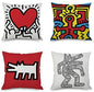  Farg Set Of 4,Keith Haring's Graffiti Painting Decorative Throw Pillow Covers,One-Side Printed,Cotton Linen, Inch(45x45cm)