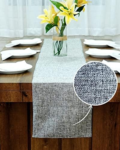  Arfair Dessin 13x48 Inch 4Ft Burlap Jute Textured Polyester High Density 650 GSM Fabric Table Runner Dresser Dining Wedding Party Fall Decorations : Natural