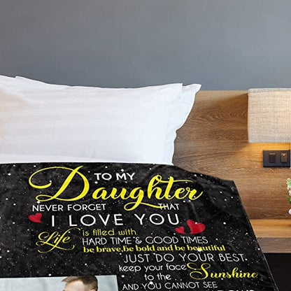  To My Daughter Throw Blanket Custom Name Photo Date Gifts For Daughter On Mothers Day Birthday Present Size 50x60inch