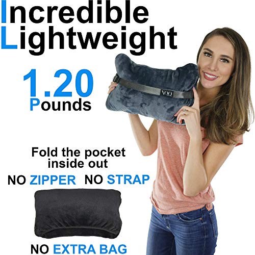  XOQute Premium Coral Fleece Travel Pillow Blanket 2 In 1 | Compact Travel Blanket And Pillow Set | Travel Pillow And Blanket Set | Airplane Blanket | Portable Blanket Pillow | Compact Blanket (Black)