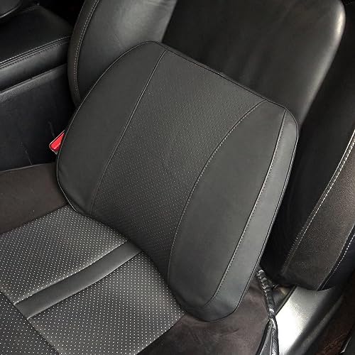  Yuhuru Car Lumbar Pillow Cushion Pillows Both Side Pu Leather 1 Pieces Pack Throw Pillow For Cars Home And Office Filled Memory Foam Camping Pillow Universal Car Travel Pillow (BlackLumbar)