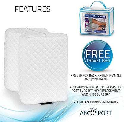  Abco Tech Memory Foam Knee Pillow | Leg Wedge Pillow For Back Pain, Side Sleeper Pillow, Pregnancy, Spine Alignment, And Pain Relief | Breathable And Comfortable Contour Pillow With Washable Cover