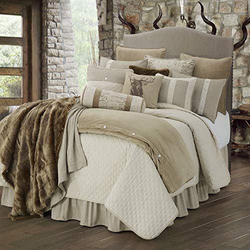  Paseo Road By HiEnd Accents | Fairfield Linen 4 Piece Coverlet Set, Super Queen Size, Herringbone Diamond Quilted Luxury Bedding Set, Traditional Rustic Style, 1 Coverlet, 1 Bedskirt, 2 Pillowcases