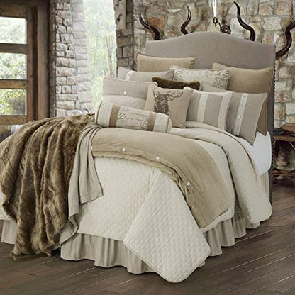  Paseo Road By HiEnd Accents | Fairfield Linen 4 Piece Coverlet Set, Super Queen Size, Herringbone Diamond Quilted Luxury Bedding Set, Traditional Rustic Style, 1 Coverlet, 1 Bedskirt, 2 Pillowcases