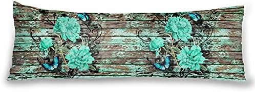  Body Pillowcase, Bohemian Flower Ultra Soft Colorful Velvet Full Long Body Pillow Covers 20 X 54 With Zipper, Total Boho Floral Body Pillow Protector, For Adults Women And Men (Blue White)