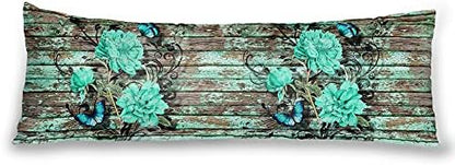  Body Pillowcase, Bohemian Flower Ultra Soft Colorful Velvet Full Long Body Pillow Covers 20 X 54 With Zipper, Total Boho Floral Body Pillow Protector, For Adults Women And Men (Blue White)
