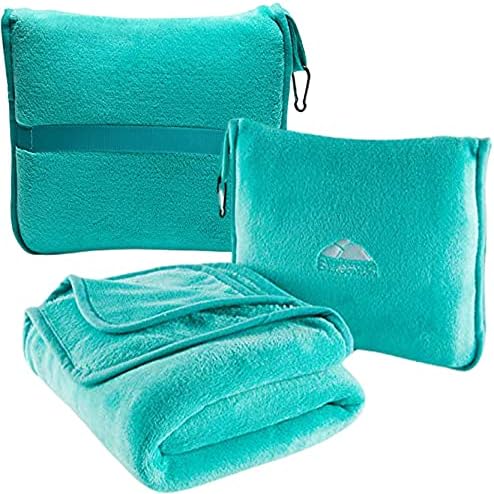  BlueHills Travel Blanket Pillow Rolled Premium Soft Plush Airplane Throw Traveling Essentials Compact In A Bag With Luggage Belt 70 X 48 Inches For Long Plane Flight Portable Lightweight Grey Gray R01