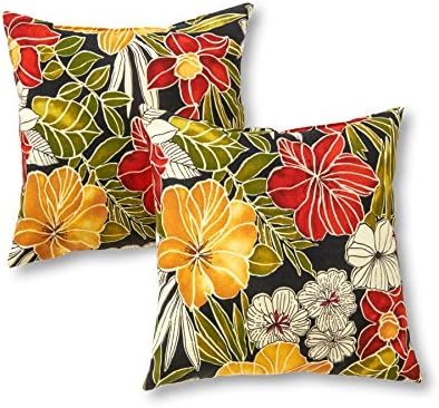  Greendale Home Fashions Outdoor 17-inch Square Throw Pillow, Set Of 2, Coral Stripe 2 Count