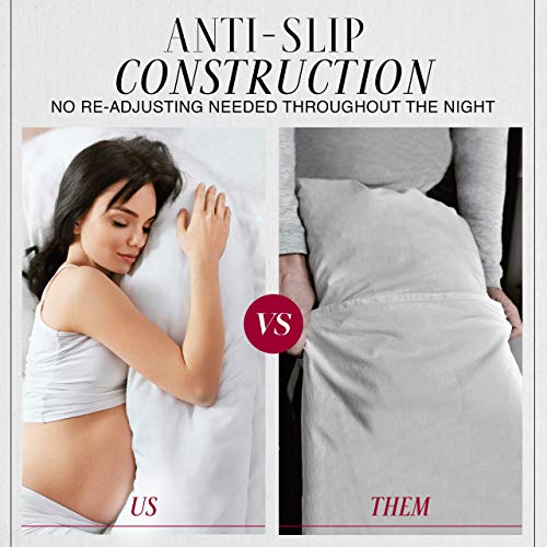 Italian Luxury Body Pillow Cover - Soft 21" X 60" Microfiber Long Pillow Case W/ No Zipper - Fits 20" ﻿x 54" Pillow, Machine Washable, Gray