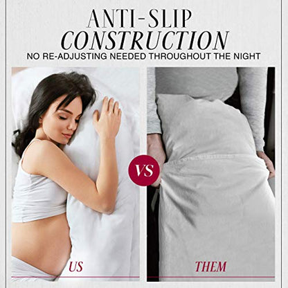  Italian Luxury Body Pillow Cover - Soft 21" X 60" Microfiber Long Pillow Case W/ No Zipper - Fits 20" ﻿x 54" Pillow, Machine Washable, Gray