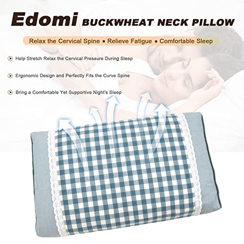  Edomi Pillow For Side Sleepers Bed Firm Pillow With Washable Removable Cover Cooling Pillow For Neck And Shoulder Pain Relief Square Pillow For Sleeping (17x10 Inch, Blue)
