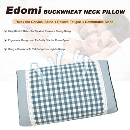  Edomi Pillow For Side Sleepers Bed Firm Pillow With Washable Removable Cover Cooling Pillow For Neck And Shoulder Pain Relief Square Pillow For Sleeping (17x10 Inch, Blue)
