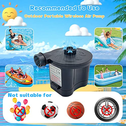  4D Battery Powered Portable Air Pump, Electric Air Pump For Mattress Inflatables Paddling Pool Beach Toys, Travel Air Pump For Swimming Rings Bed Pool Toys (3 Air Nozzles)