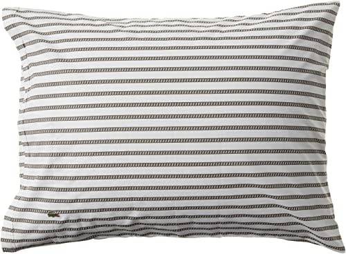  Lacoste 100% Cotton Percale Pillowcase Pair, Graphic Stripe Print, Dark Grey, Standard