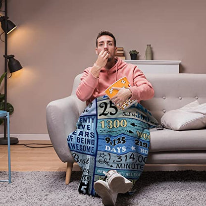  25th Birthday Gifts For Women Blanket 60"X50", 25th Birthday Decorations For Men Women, Gifts For 25 Year Old Male Female, Best Birthday Gift Ideas For Women Men