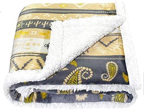  Sherpa Fleece Throw Blanket, Fuzzy Warm Super Soft Reversible Stripe Geometric Pattern Plush Blanket For Bed, Sofa And Couch, 50 X 60 Inches, Red/Blue