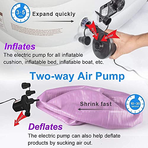  Electric Air Pump With 3 Nozzles, Portable Pump For Inflatables Couch, Pool Floats, Swimming Ring, Air Mattress Beds, Inflator/Deflator Pumps, 110V AC/60Hz 130W