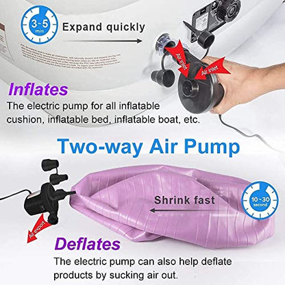  Electric Air Pump With 3 Nozzles, Portable Pump For Inflatables Couch, Pool Floats, Swimming Ring, Air Mattress Beds, Inflator/Deflator Pumps, 110V AC/60Hz 130W