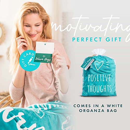 Get Well Gift For Women & Men - Super Soft Hug Blanket With Inspirational Words - Healing Blanket Care Package Comforting Gift For Cancer Patients & Others During Hard Times - 50"x60", Teal