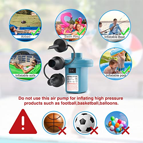  Electric Air Pump, Air Pump For Inflatables Air Mattress Couch Pool Floats，Inflatables Boat Raft Toys, AC/DC Pump