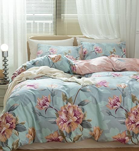  OTOB Green Jersey Duvet Cover Twin Comforter Cover Solid Aesthetic Bedding Set With 2 Pillowcases, 3pcs Jersey Knit Cotton Duvet Cover Set(Green,Twin)