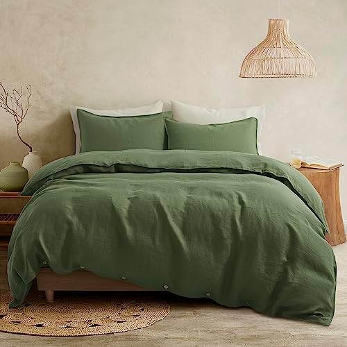  ATLINIA Bedding Duvet Cover Set Linen - 100% French Flax Washed Bed Sets Farmhouse Comforter Cover Set (1 Duvet Cover And 2 Pillow Shams) King Size Natural