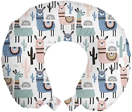  Paw Print Travel Pillow Neck Rest, Puppy Kitten Dog And Cat Themed Repetitive Pet Foot's Stains Concept, Memory Foam Traveling Accessory For Airplane And Car, 12", Grey White