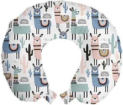  Paw Print Travel Pillow Neck Rest, Puppy Kitten Dog And Cat Themed Repetitive Pet Foot's Stains Concept, Memory Foam Traveling Accessory For Airplane And Car, 12", Grey White