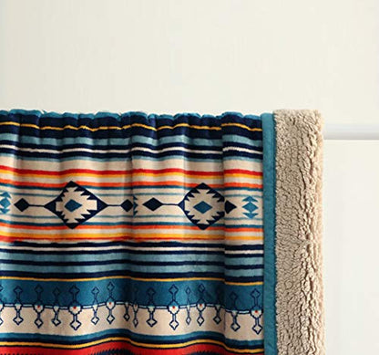  Flannel Sherpa Throw 60'' X 50''- Bohemian Soft Plush Flannel Blanket Throws For Bed/Couch/Sofa/Office/Camping
