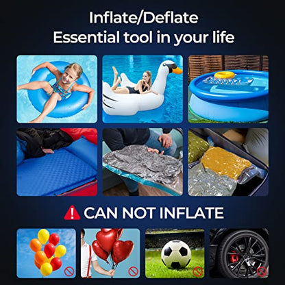  Electric Air Pump For Inflatables, 5200mAh Air Mattress Pump Portable With 4 Nozzles & LED Display Screen, Inflator/Deflator Pumps For Pool, Camping, Inflatable Cushions, Boats, Swimming Ring