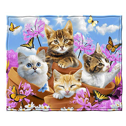  Wonder Kitten Fleece Blanket For Bed, 50" X 60" Cat Fleece Throw Blanket For Women, Men And Kids - Super Soft Plush Kitten Blanket Throw Plush Blanket For Cat Lovers