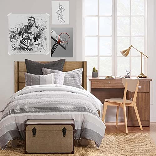  - Santander Duvet Cover Set - Full/Queen Duvet Cover + Two Standard Pillow Cases - Grey, Chambray, Blue, White - Jacquard - Duvet Cover (90 X 94in.) And Pillow Case (26 X 20in.) - Cotton