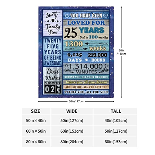  25th Birthday Gifts For Women Blanket 60"X50", 25th Birthday Decorations For Men Women, Gifts For 25 Year Old Male Female, Best Birthday Gift Ideas For Women Men