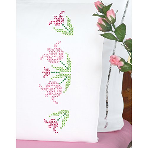  Jack Dempsey JDN1600.296 Pillowcase Perle XX Tulips , White