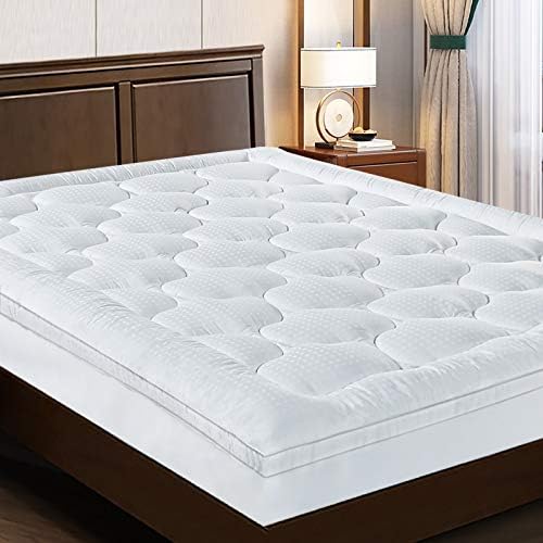  Queen Size Mattress Topper Pillow Top Mattress Cover Quilted Fitted Mattress Protector Cotton Top 8-21" Deep Pocket Extra Thick Mattress Pad (60x80 Inches, White)